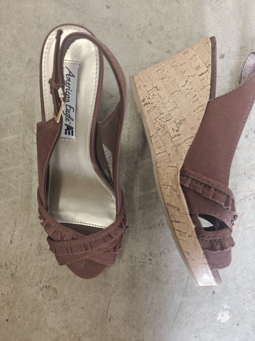 American Eagle Outfitters Brown Cork Wedge Sandals - Women's